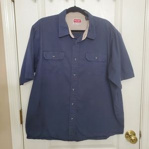 WRANGLER Mens Relaxed Fit Navy Blue Button Down